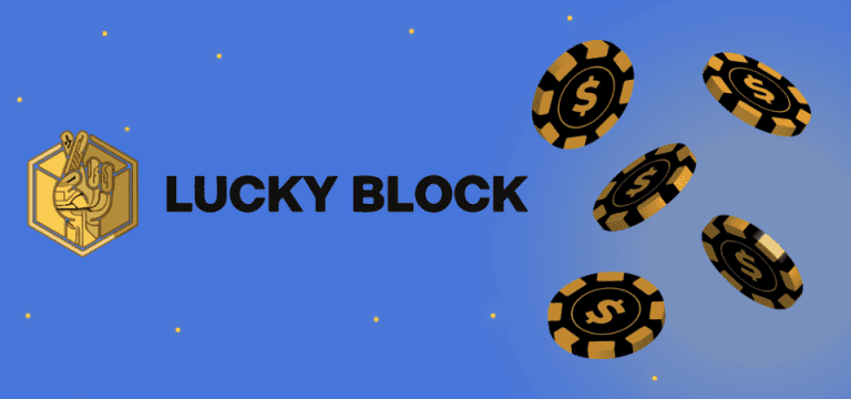 Lucky Block Casino logo with coins and withdrawal.  Lucky Block Casino Online