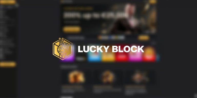 Lucky Block Casino homepage with gaming options.  Lucky Block Casino Online